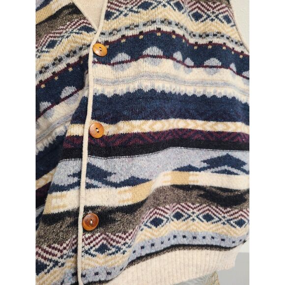 Woolcraft 100% Wool XL Button Grandpa Cabin Sweater Vest Retro Rustic Scandi - Picture 8 of 10